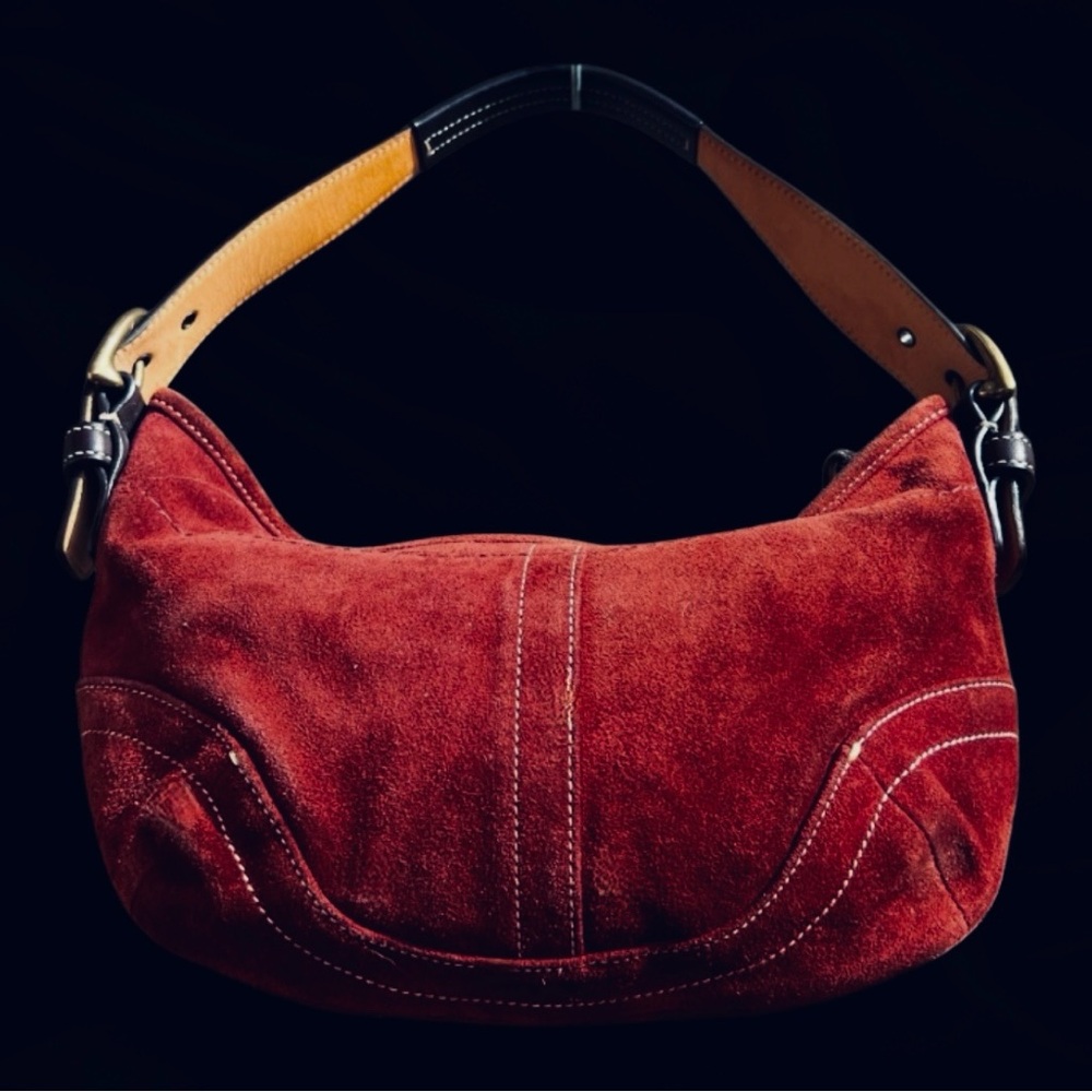 Coach Maroon Suede Shoulder Bag